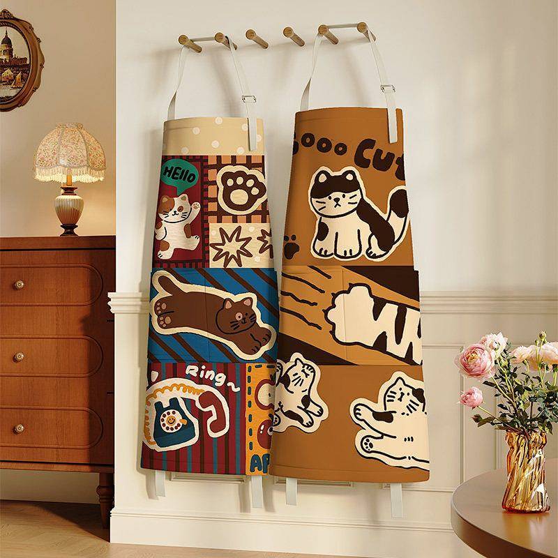 Retro Animal Apron Kitchen Household Apron Women's Good-looking Waterproof Apron High-Grade Young Ap