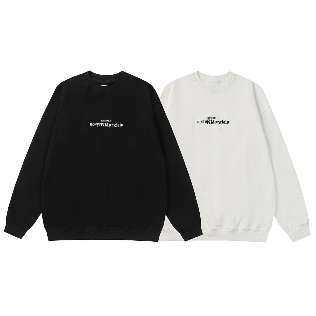 CNS5 MM6 Reversed letters small Logo Embroidered crew neck sweatshirt, unisex, new autumn product