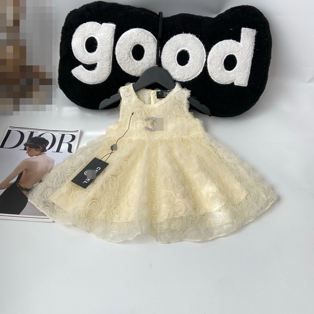 JSMD CHA* New style girls' three-dimensional rose flower mesh princess dress baby's first birthday d