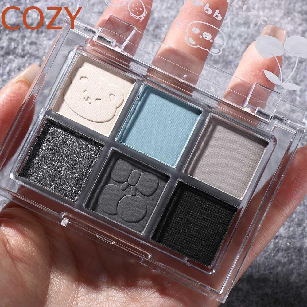 Bảng Phấn Mắt COZY 6 Màu, Phấn Mắt Khói Xanh Đen Chống Thấm Nước, Di Động Lâu Dài Highlighter Ngọc T