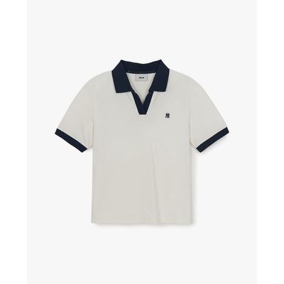 MLB - Áo polo nữ cổ V tay ngắn Basic_3FPQB0663-50IVS