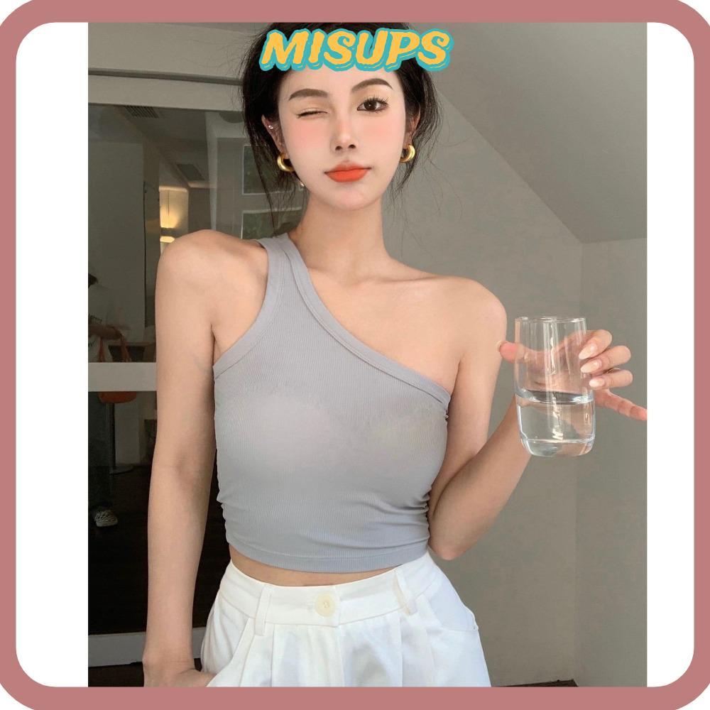 MISUPS Áo Vest Spice Girl Ice Silk có Miếng Đệm Ngực, Thiết Kế Sling Không Đồng Nhứt - Thời Trang Mù