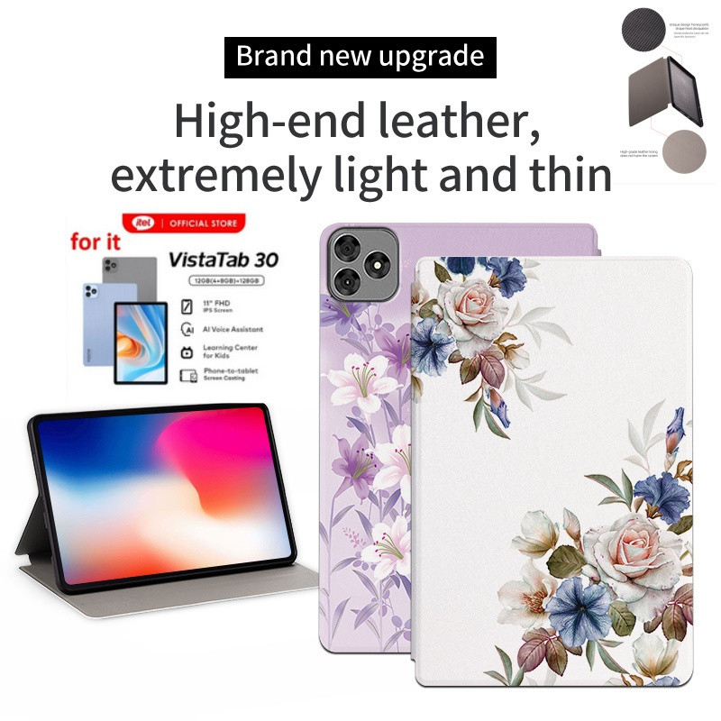 Dành Cho Itel VistaTab 30 11 "FHD iTel Vista30 10.95" Vista Tab 30 11inches Hoa Thời Trang Vỏ Da Chố
