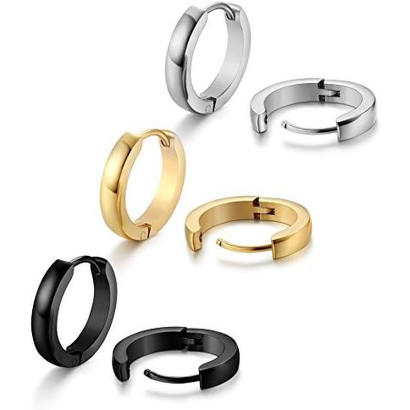 Jstyle Hypoallergenic Small Hoop Earrings for Men Women 316L Surgical Stainless Steel Gold/Silver/Bl