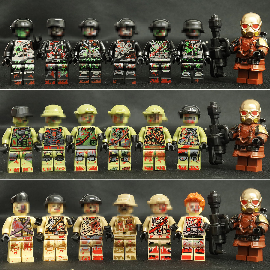 Thích hợp cho Lego Resident Evil Minifigures Zombies Cảnh sát Quân đội Lực lượng đặc biệt Khu vực bứ