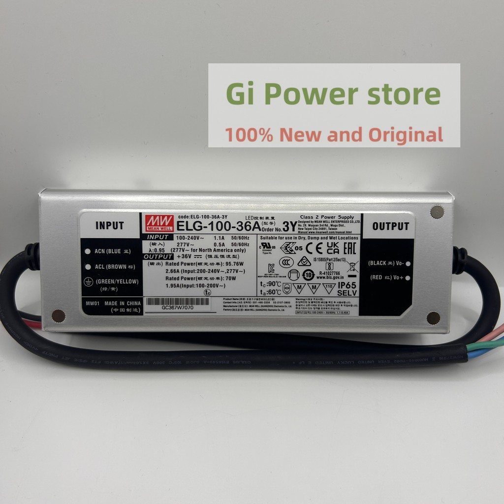 ELG-100 24 / 36 / 42 / 48 / 54 3Y A / B / DA MW LED chống nước Điện áp không đổi ELG-100-48B-3Y ELG-