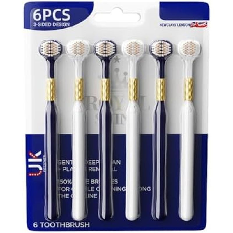 3 Sided Toothbrush for Adults with Soft Hair, high-end Combination Brush Head, Teeth Protection, Ton