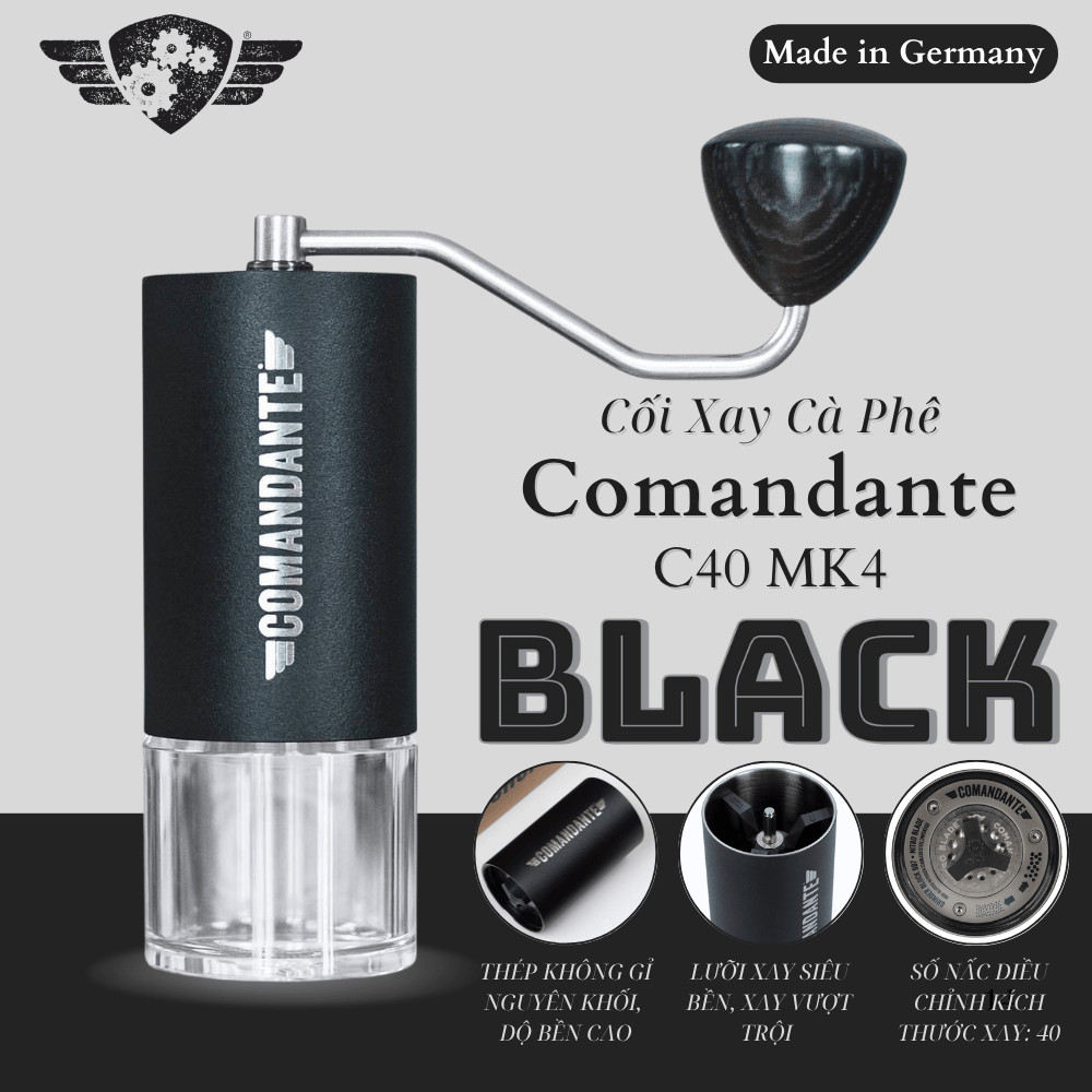 Cối Xay Cà Phê Comandante C40 MK4 Nitro Blade - Black - 40 Nấc Xay - Made In Germany