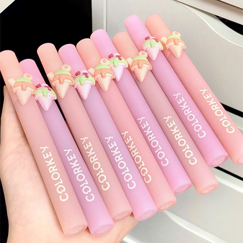 áo kiểu nữ hàn quốc áo kiểu nữ Colorkey Kolaqi Ice Cream Limited R608 Lip Glaze Mirror B730 Son môi 