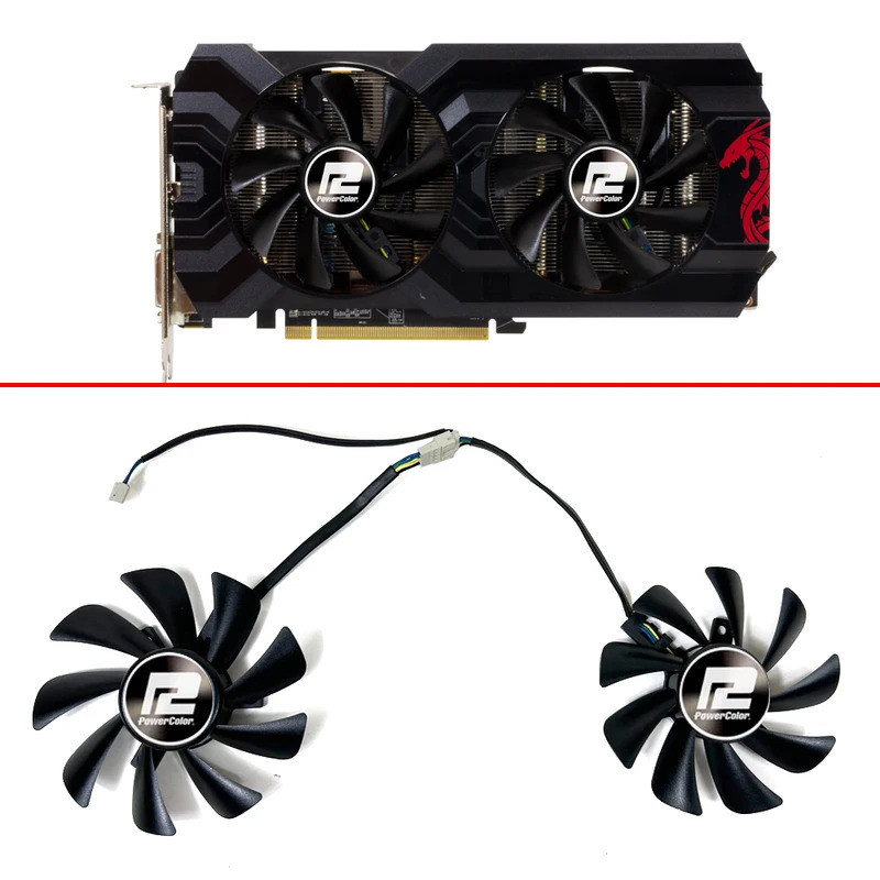Quạt làm mát MỚI 85MM T129215QUẠT GPU SU 4PIN RX480 Cho PowerColor Red Dragon Radeon RX 580 2048SP 8