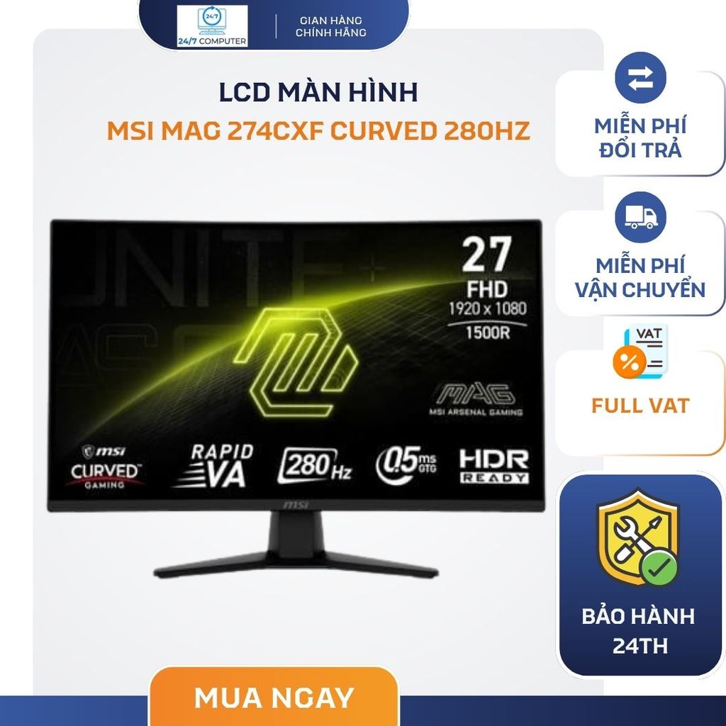 Màn hình Gaming MSI MAG 274CXF (27 inch/ VA/ FHD/ 280Hz/ Cong) - Chính hãng bảo hành 24 tháng