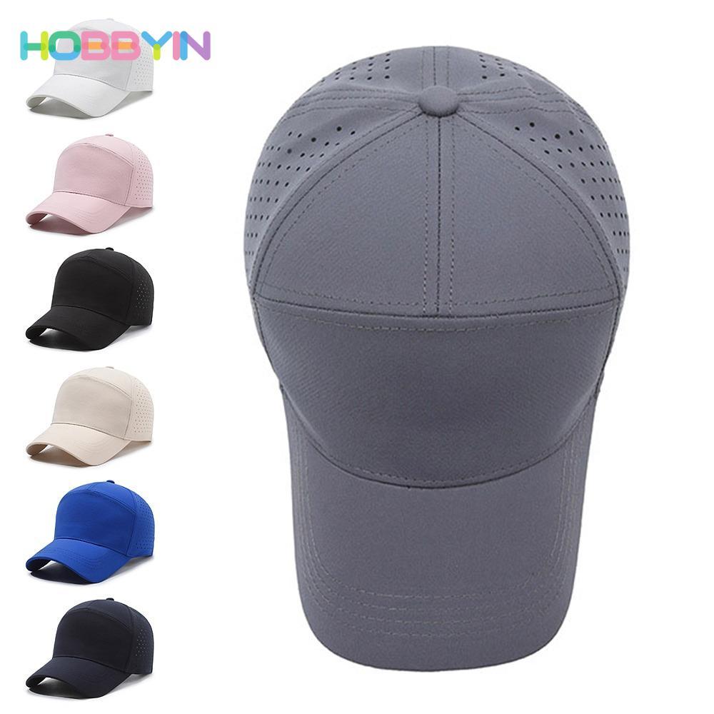 Mũ Hobb Yin bóng chày lưới điều chỉnh size, màu đơn giản, thoáng mát unisex
