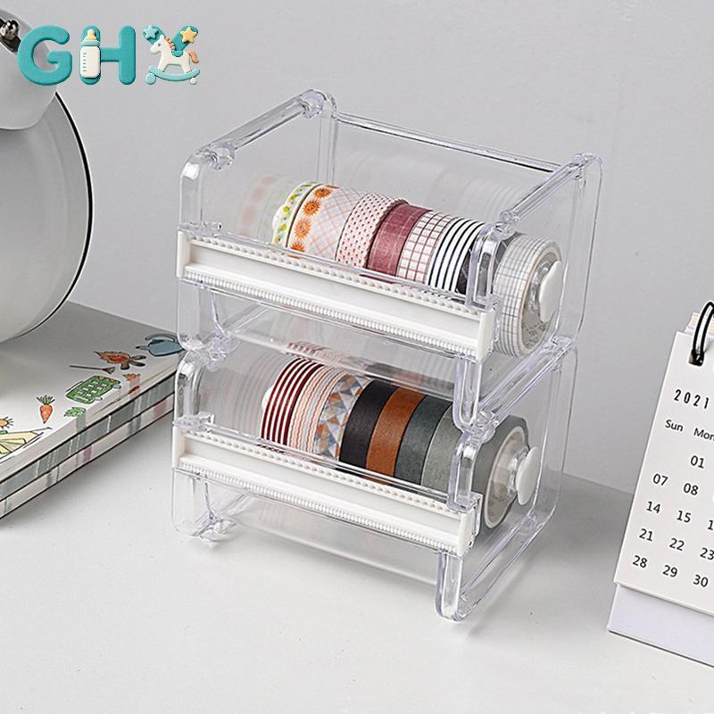 GHX Masking Tape Cutter Washi Tape Storage Organizer Cutter Office Tape Dispenser VN