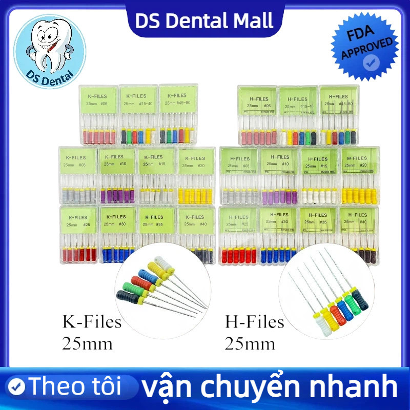 Dụng cụ nha khoa Rễ Cannal Endo H File 25mm K File 25mm Thép không gỉ Dụng cụ nội nha Nha sĩ Nha kho