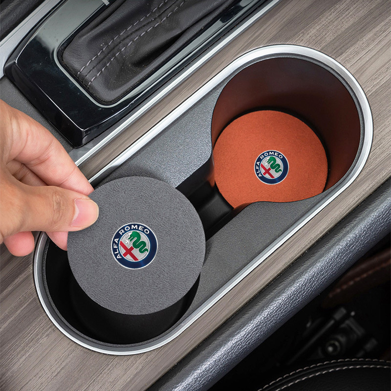 Dành Cho Xe Alfa Romeo Chống Trơn Trượt Cốc Nước Cách Nhiệt Thảm Da Lộn Trang Trí Coaster Cho Alfa R