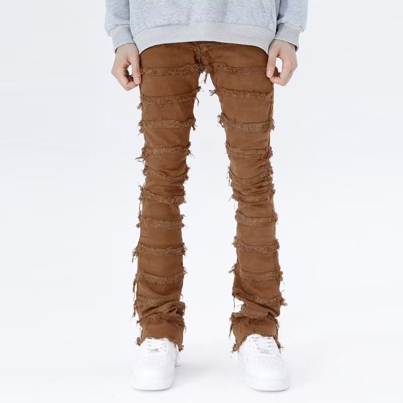 Phong Cách Mỹ High Street Mi Rotten Destruction Raw Edge vintage Jeans Nam Thanh Niên Hợp Thời Trang