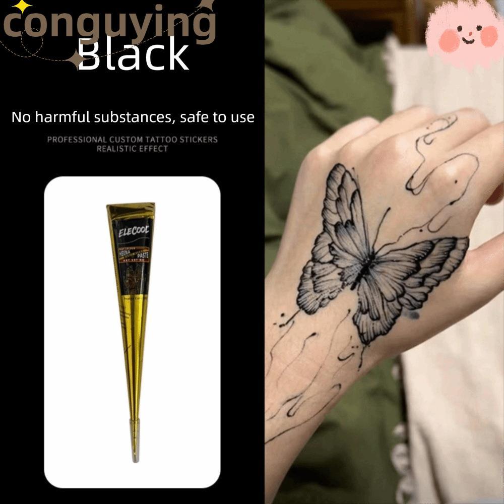 CONGUYING Henna Tattoo Cream, Dễ sử dụng Bán vĩnh viễn Henna Paste Cone, Henna Cream Tạm thời Đen Nâ