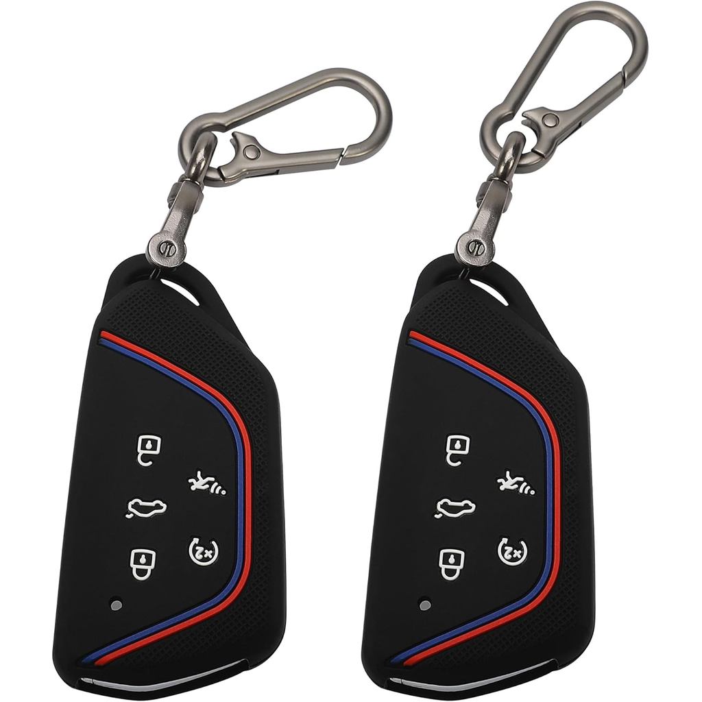TMALL 2 Gói Cho VW Volkswagen Key Fob Bao Có Móc Khóa, Hộp Đựng Chìa Khóa Cao Su Silicon 5 Nút Tương