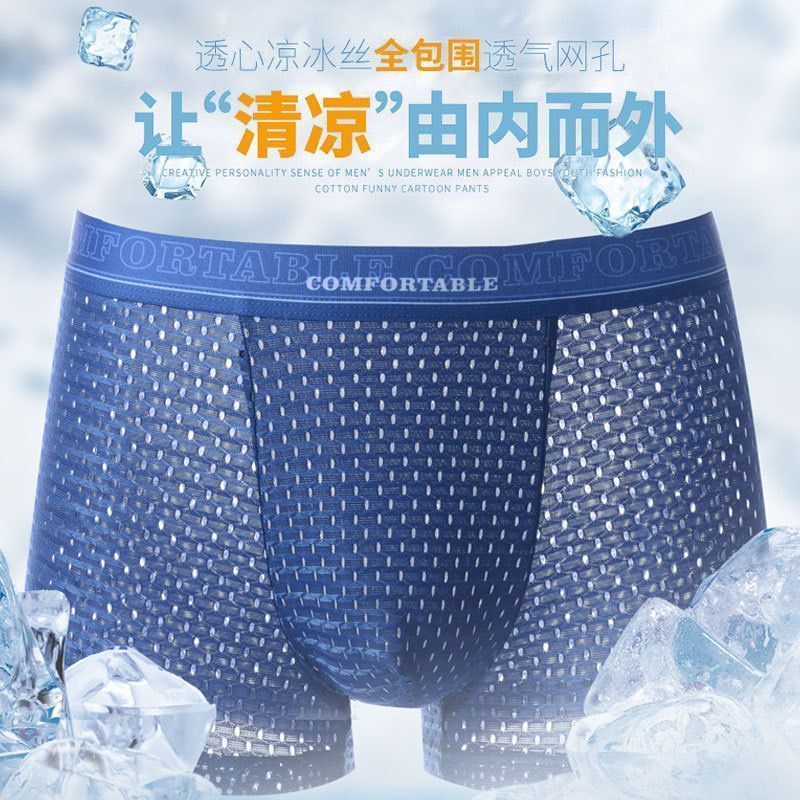 Quần Lót Nam Quần Lót Nam Ice Silk Quần Lót Nam Boxer Lưới Mỏng Phong Cách Gợi Cảm Thoáng Khí Lưới B