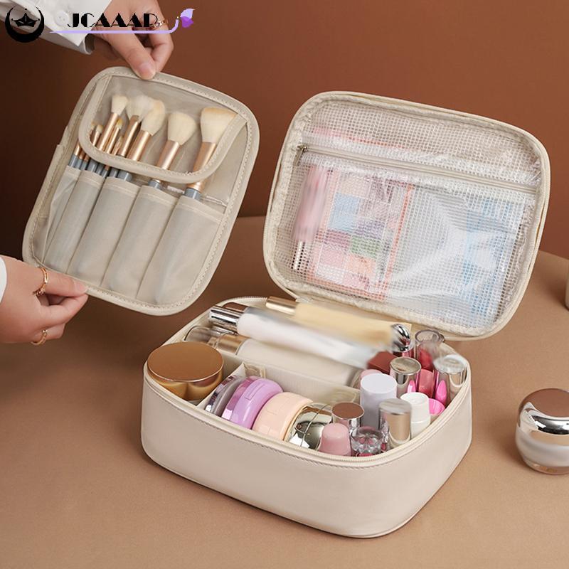 Jcaaap 3 Trong 1 Túi Đựng Trang Điểm PU Di Động Dung Tích Lớn Giặt Đa Năng Túi Đựng Mỹ Phẩm Tự Do Ch