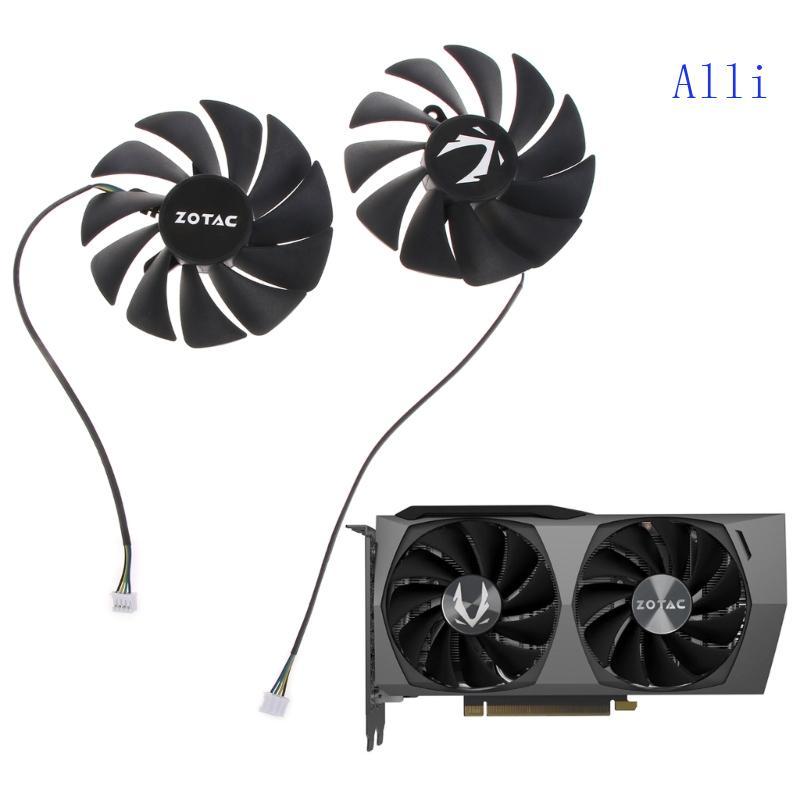 Alli 1 2PC 12V 4Pin Card Đồ Họa Làm Mát Quạt VGA Cho ZOTAC RTX 3060 Ti Twin Edge OC