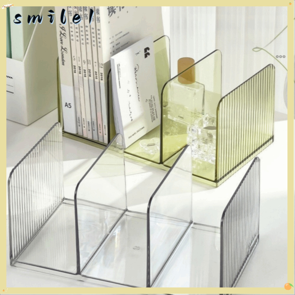 Kệ sách SMILE, Giá sách trong suốt Bookends, Giá đỡ sách PET 2025 Trang trí máy tính để bàn