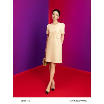 Đầm suông vân vàng ngắn tay thiết kế Elise FF2406226DMWOYL