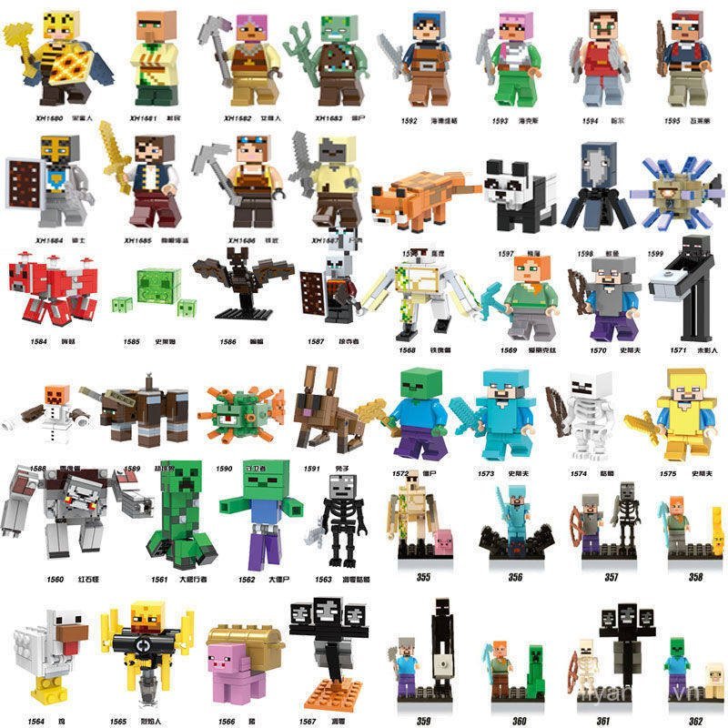 Minifigure Số lượng lớn Minecraft Khối xây dựng Minifigure Hình Creeper Kết thúc Rồng NY6O