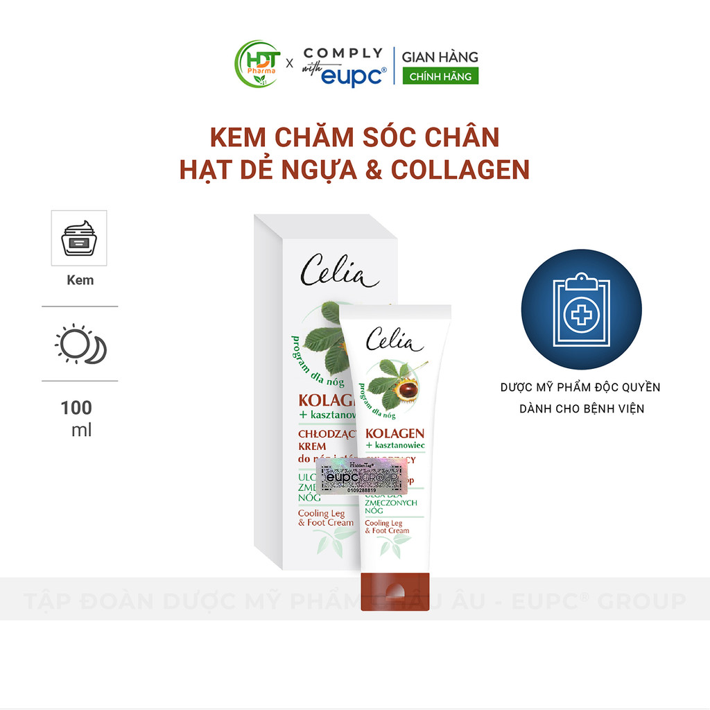 Kem Chăm Sóc Chân Hạt Dẻ Ngựa & Collagen Celia 100ml An Toàn Cho Phụ Nữ Mang Thai EUPC STORE