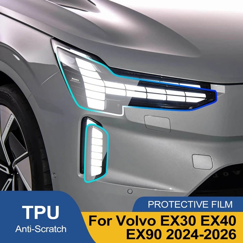 Dành Cho Xe Volvo EX30 EX40 EX90 2024-2026 Khói Đen TPU Đèn Pha Bảo Vệ Chống Trầy Xước PPF