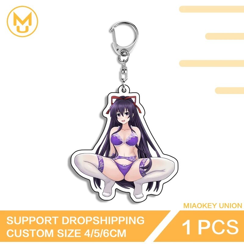 Móc khóa Anime Himejima Akeno High School DxD Mica Acrylic Waifu Sexy mẫu Bikini trang trí cặp sách 