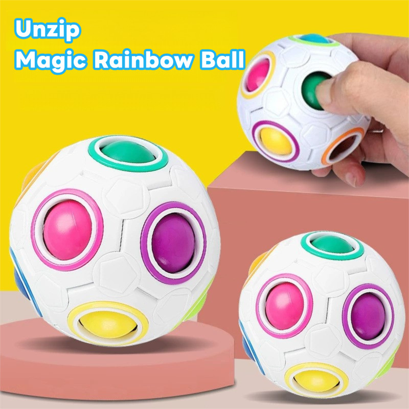 Magic Rainbow Puzzle Ball, Fidget Ball Puzzle Brain Teaser Fidget Toy dành cho bé trai và bé gái- Ti