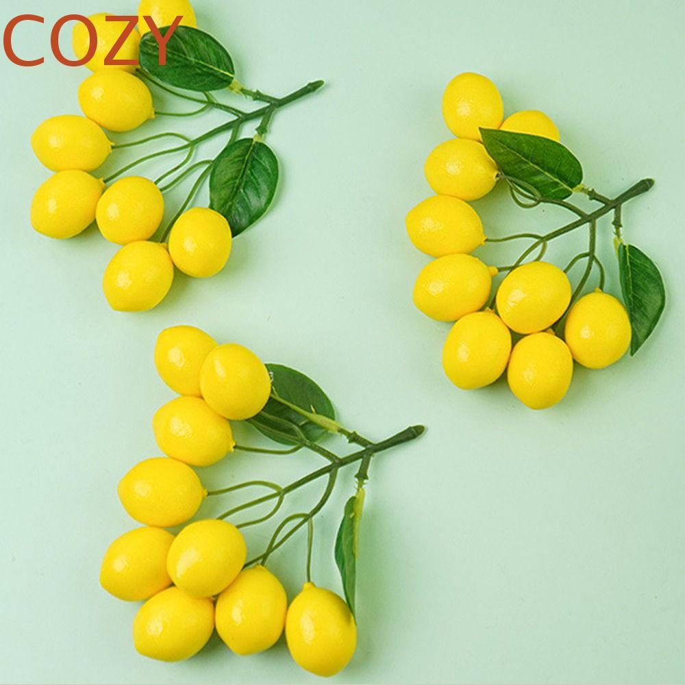 Dây chanh nhân tạo COZY, Handmade Mô phỏng thanh lịch Nhánh chanh, Mô phỏng Bọt trái cây sống động n