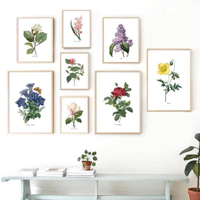 P.J. Redoute Flowers Vintage Poster No Frame Canvas Painting Antique Flower Botanical Art Canvas Pai