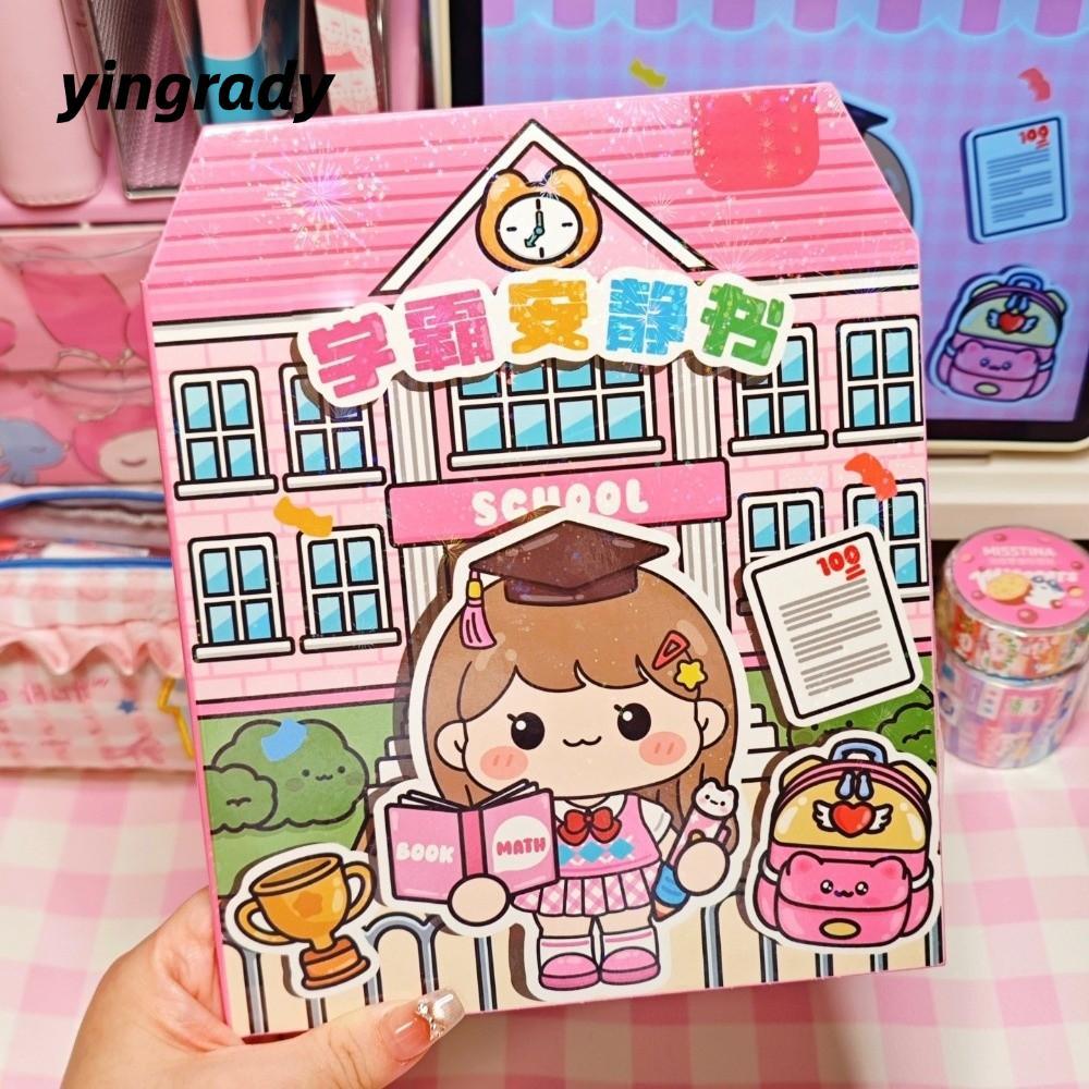 Nhãn dán sách yên tĩnh YINGRADY, Sách dán hoạt hình PET, Sách dán giáo dục thủ công dễ thương cho tr
