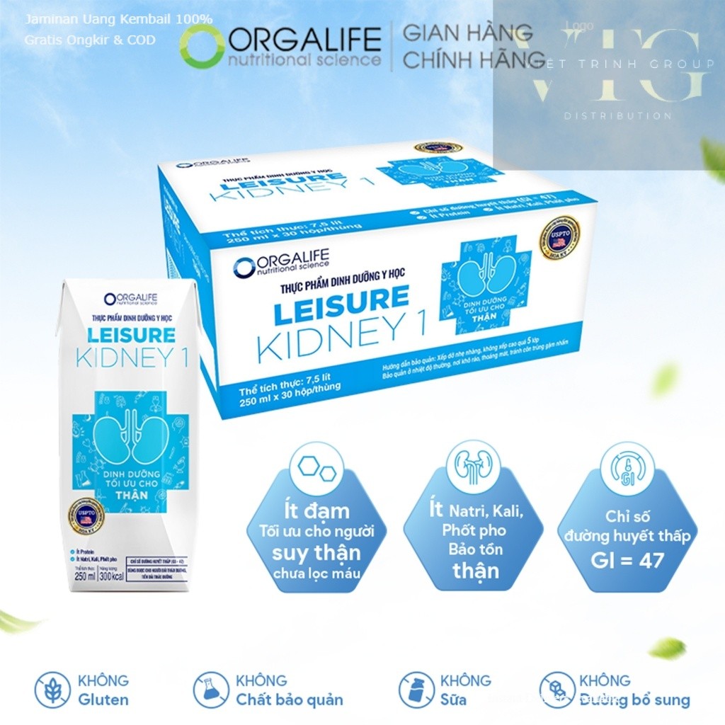 [Size mới] Thùng 36 Hộp LEISURE KIDNEY 1 (200ml/hộp) - Thực phẩm dinh dưỡng y học cho bệnh suy thận