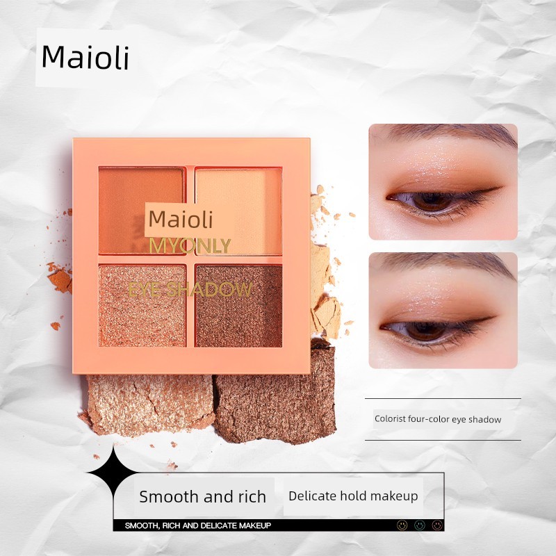 phấn mắt odbo phấn mắt romand Bảng phấn mắt bốn màu Myonly Full Flash Gold Diamond Pearlescent