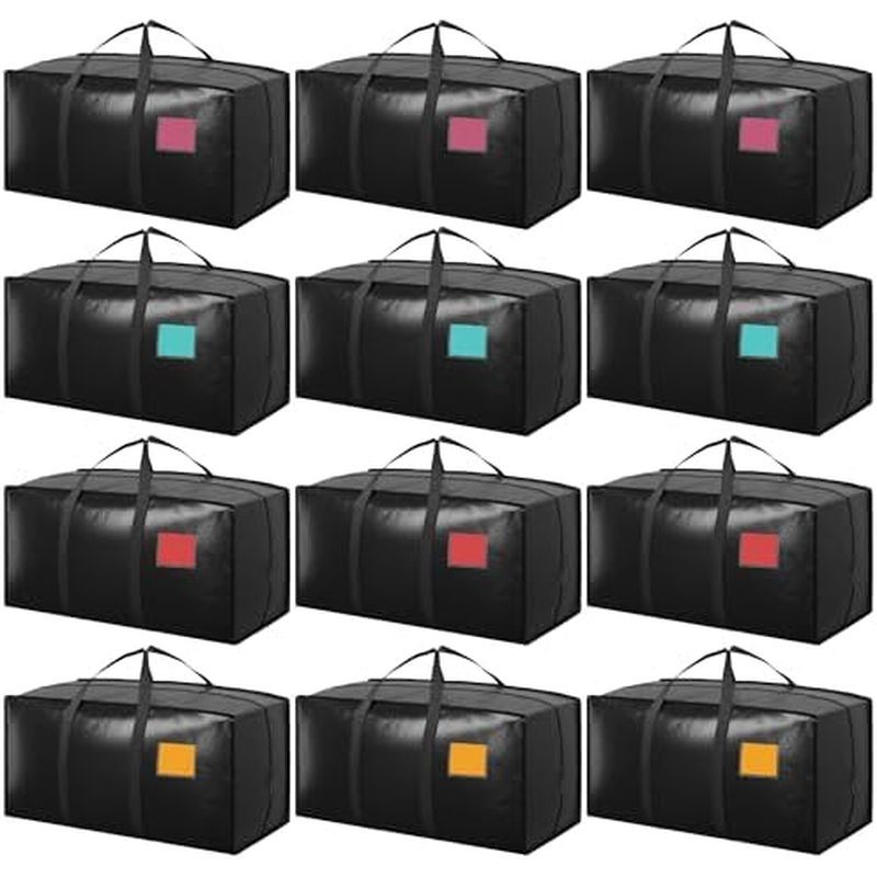 Heavy Duty Moving Bags with Reinforced Zipper & Wide Handles, Moisture-Resistant Storage Bins Packin