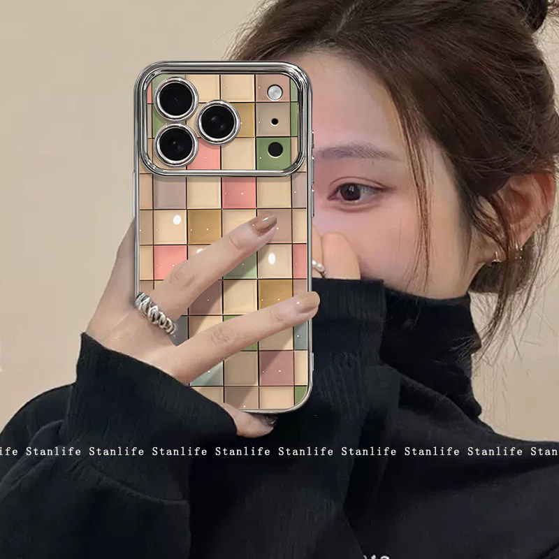 ốp lưng iphone 12 thường ốp lưng iphone sang chảnh nữ Hoa văn ca rô màu Thích hợp cho vỏ điện thoại 