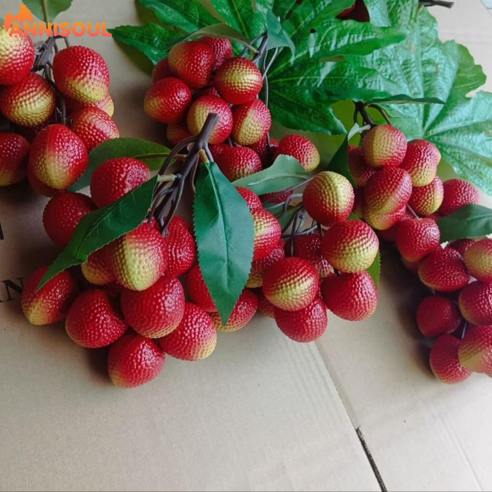 [NISO]Plastic Lychee Skewers for Photography Props and Fake Fruit Decorations 19cm Red