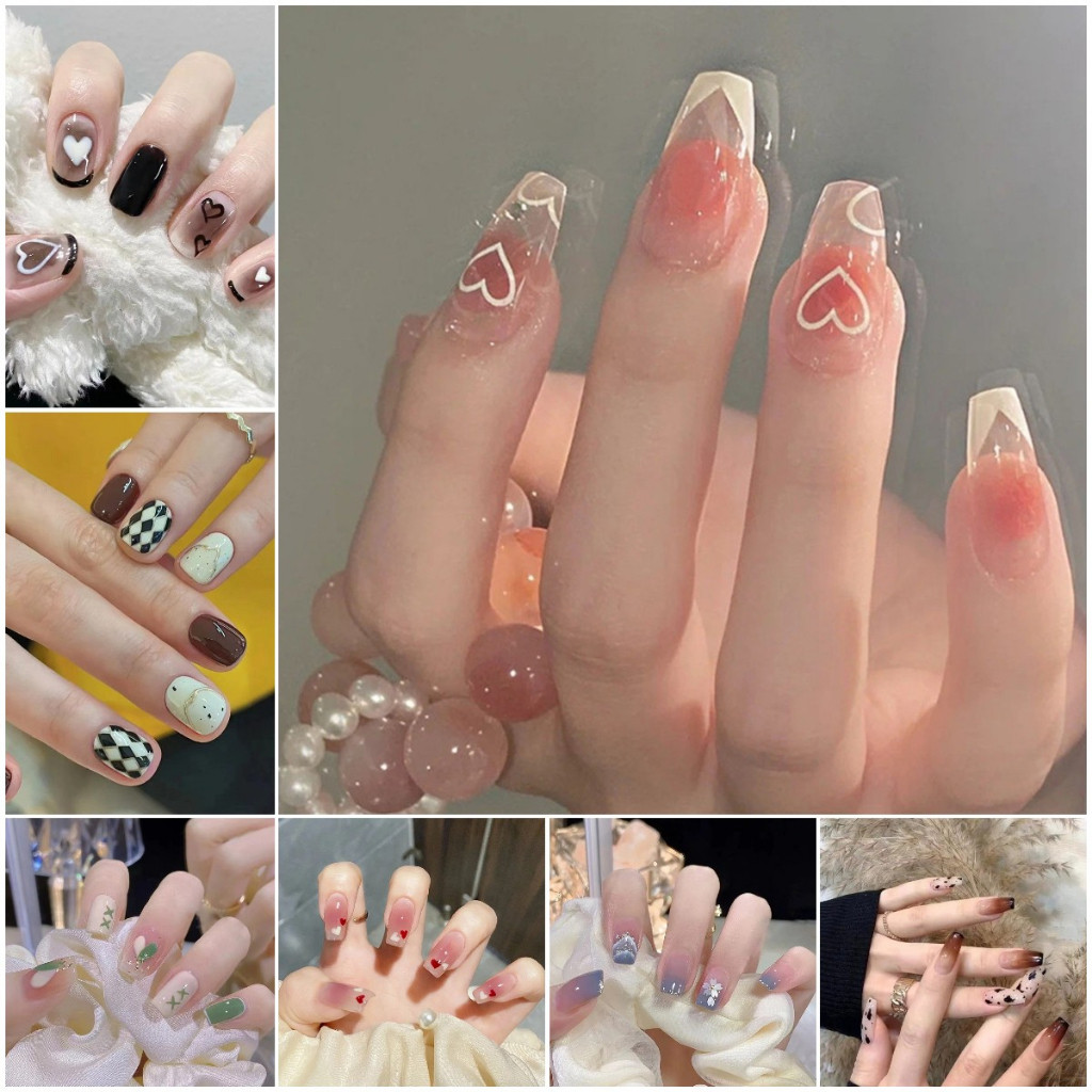 Với 24 Thạch Keo 24 Cái Móng Tay Nghệ Thuật Móng Tay Giả Pháp Dài Móng Tay Giả