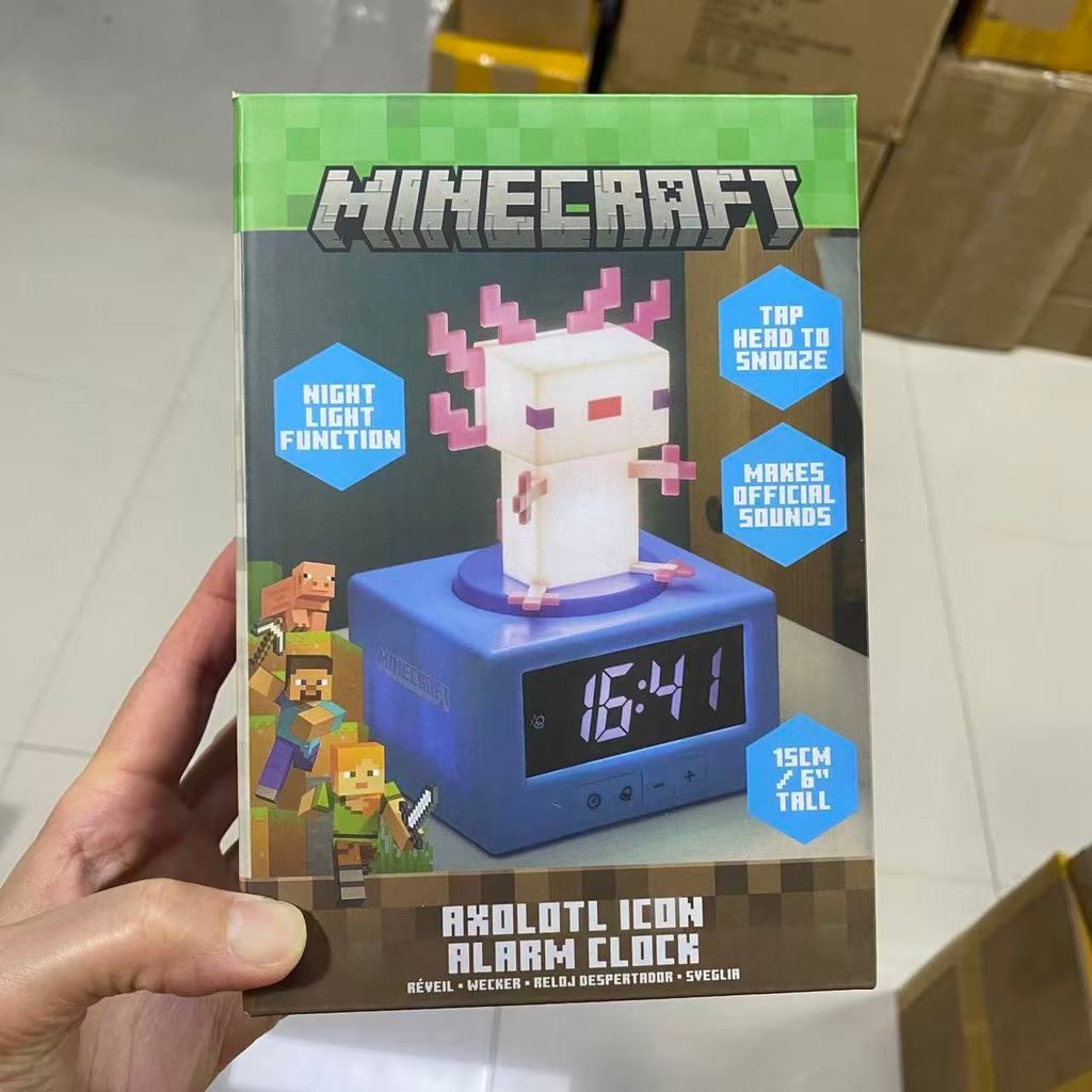 Đồng hồ báo thức kỹ thuật số Minecraft Axolotl & Đèn ngủ