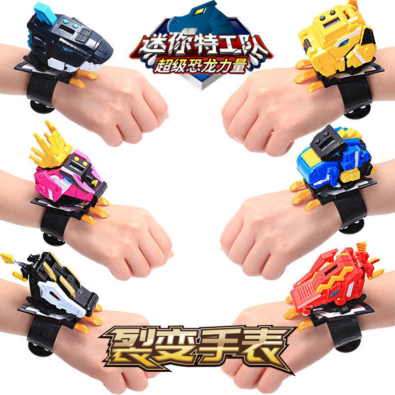 Đội Đặc Nhiệm Mini x Đồ chơi đồng hồ biến hình Super Dinosaur Power Fort Voice Changer Summoner Mech
