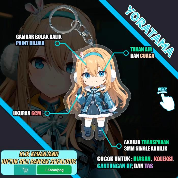 Gantungan Kunci Suomi Girls Frontline 2 GFL 2, Keychain Anime Lucu