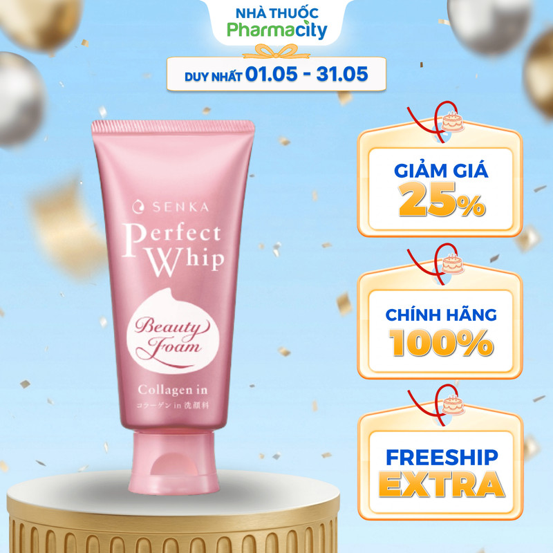 Sữa rửa mặt Senka cung cấp collagen và độ ẩm giúp da căng mịn Perfect Whip Collagen In (120g)