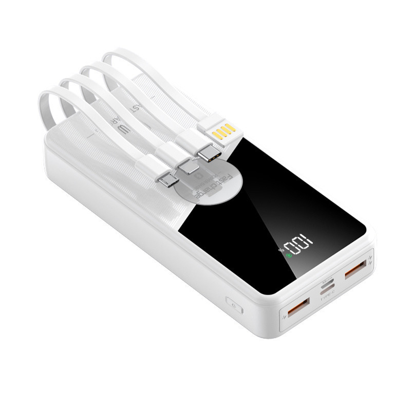 /Sạc Dự Phòng  30000mAh, Pin Dự Phòng Tích Hợp 4 Dây Sạc, Sạc Siêu Nhanh, Pin Lithium