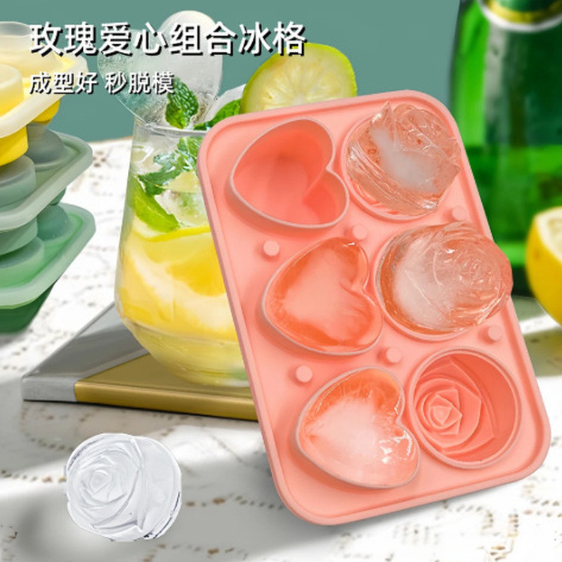 [Khuôn Đá Bóng Hoa Hồng] Whisky Đá Bóng Khuôn Silicon Hoa Hồng Khay Đá Làm Đá Hộ Gia Đình Hoa Hồng Đ
