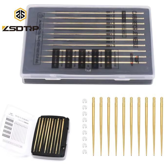 10pcs Motorcycle Pilot Jet Main Jet Nozzle Oil Needle Kit, Fit for Keihin FCR 28-41MM PWK21-34MM PE2