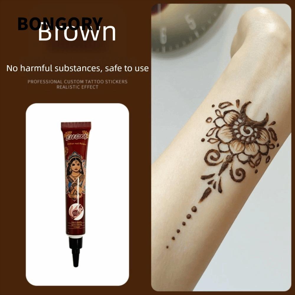 BONGORY Henna Paste Cone, Kem xăm Henna dễ sử dụng tạm thời, Nghệ thuật cơ thể Đen Nâu Bán vĩnh viễn