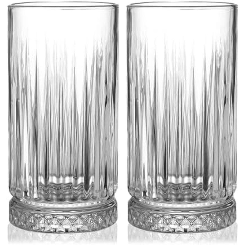 Tall Drinking Glasses Set of 4-16oz Glass Cups for Kitchen - Elegant Highball Glassware for Water, I